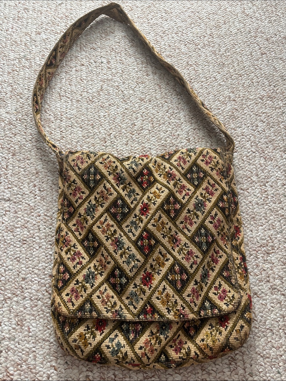 Woven Tapestry Crossbody Bag in Gold & Multicolor